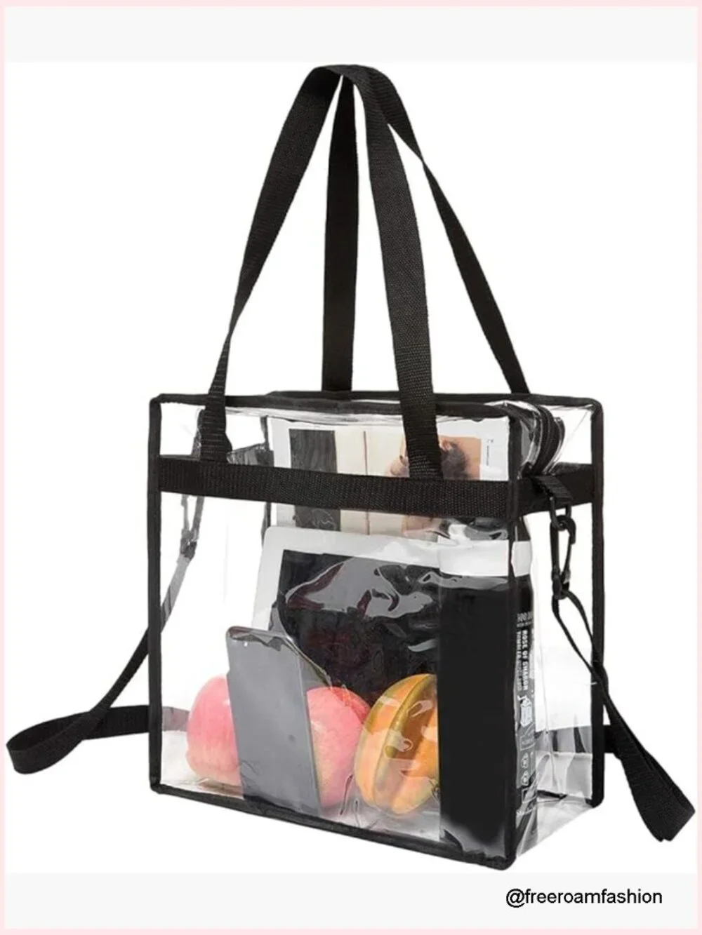 Stadium Approved Clear Tote Bag Crossbody with Adjustable Strap
